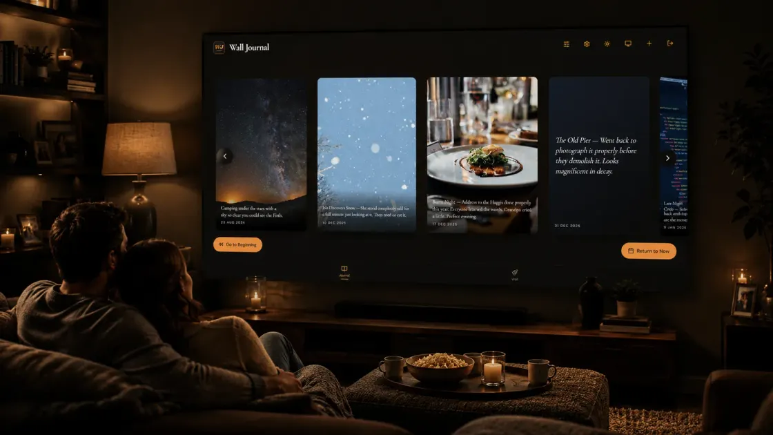 A Wall Journal playing full-screen in the Cinematic style on a TV