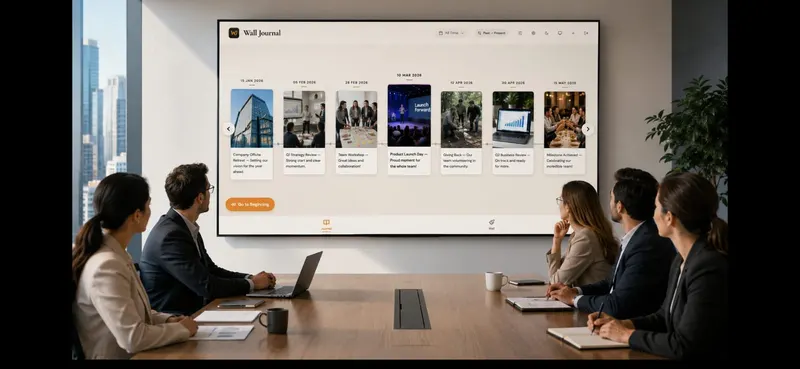A company branded Wall Journal displayed on a boardroom screen